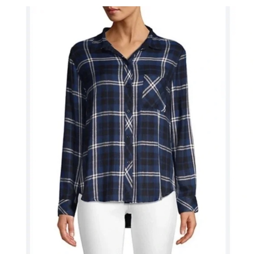 RAILS Hunter Plaid Button Down Shirt in Navy Almond Tinsel Small